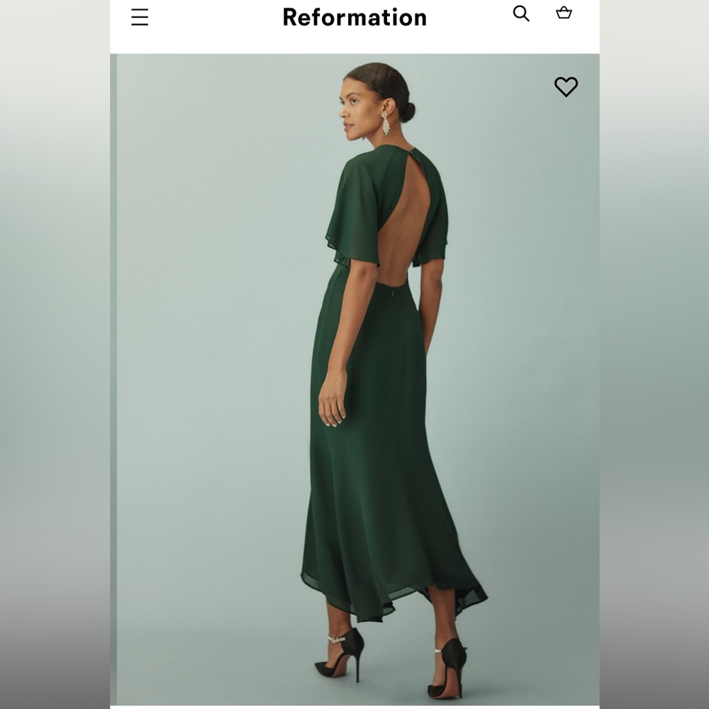 Carletta dress, reformation, emerald green. Size 8